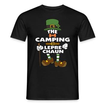 The Camping Leprechaun St Patrick's Day - Men's T-Shirt - black - Front - AI Model Male 178 light (178cm)