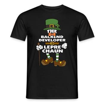 Le développeur backend Leprechaun St Patrick’s Day - T-shirt homme - noir - Devant - AI Model Male 178 light (178cm)