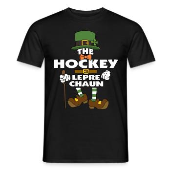 The Hockey Leprechaun St Patrick's Day - Men's T-Shirt - black - Front - AI Model Male 178 light (178cm)