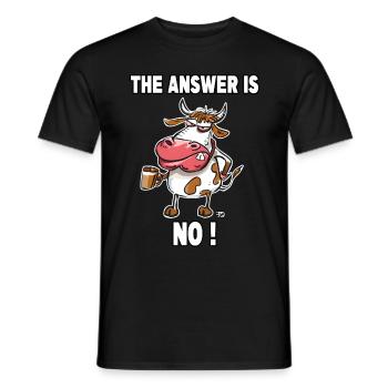 The Answer is no! Grumpy Funny Cow - Men's T-Shirt - black - Front - AI Model Male 178 light (178cm)