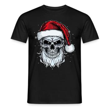 Santa Claus Skull Christmas Horror Metal Rock n Ro - Men's T-Shirt - black - Front - AI Model Male 178 light (178cm)
