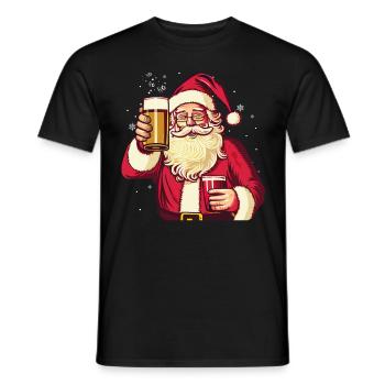 Bad Santa Claus Beer Mug Funny Beer Drinking Chris - Men's T-Shirt - black - Front - AI Model Male 178 light (178cm)