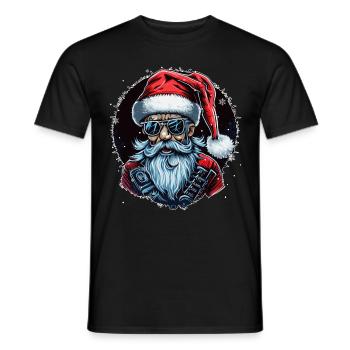 Old Rocker Santa Claus Rock n Roll Metal Christmas - Men's T-Shirt - black - Front - AI Model Male 178 light (178cm)