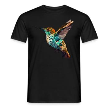 Colibri géométrique Oiseau polygonal abstrait - T-shirt homme - noir - Devant - AI Model Male 178 light (178cm)