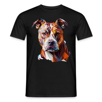 Geometric Pitbull Face Abstract Polygonal Dog Bree - Men's T-Shirt - black - Front - AI Model Male 178 light (178cm)