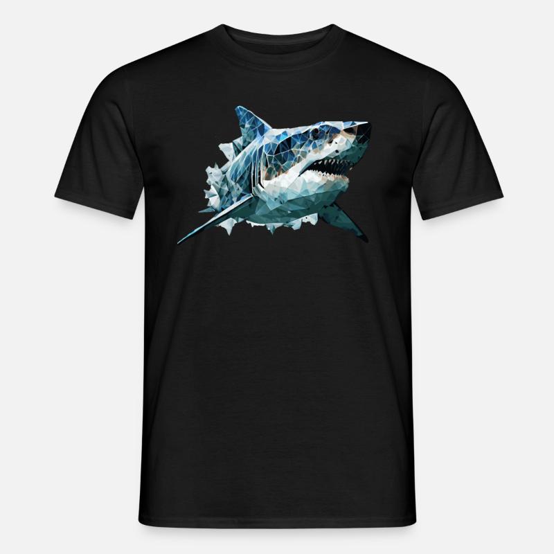 Geometric Shark Head Abstract Polygonal - Männer T-Shirt - Schwarz