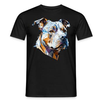 Geometric Pitbull Pet Dog Abstract Polygonal Dog B - Men's T-Shirt - black - Front - AI Model Male 178 light (178cm)