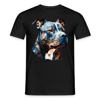 Geometric Pitbull Head Abstract Polygonal Dog Bree - Men's T-Shirt - black - Front - AI Model Male 178 light (178cm)