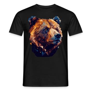 Geometric Bear Head Abstract Polygonal Wild Animal - Men's T-Shirt - black - Front - AI Model Male 178 light (178cm)