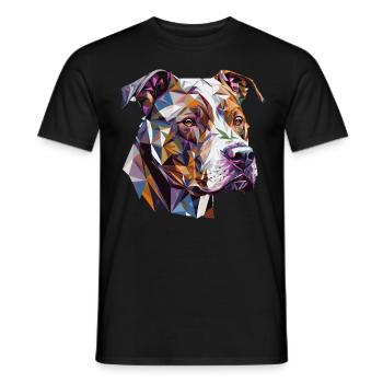 Geometric Pitbull Face Abstract Polygonal Pet Dog - Men's T-Shirt - black - Front - AI Model Male 178 light (178cm)