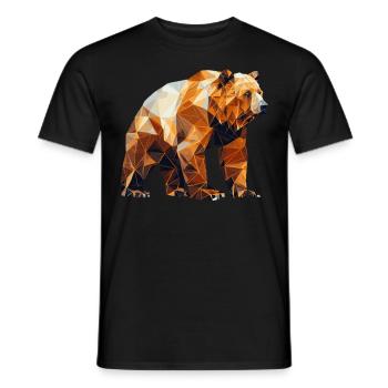 Geometric Bear Head Abstract Polygonal Wild Animal - Men's T-Shirt - black - Front - AI Model Male 178 light (178cm)