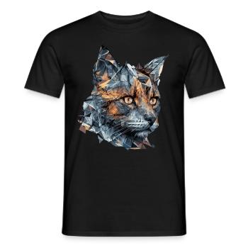 Geometric Cat Face Abstract Polygonal Pet Kitten - Männer T-Shirt - Schwarz - Vorne - AI Model Male 178 light (178cm)
