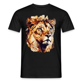 Geometric Lion Head Abstract Polygonal Wild Animal - Männer T-Shirt - Schwarz - Vorne - AI Model Male 178 light (178cm)