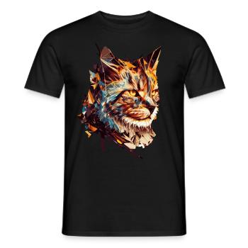 Geometric Cat Face Abstract Polygonal Pet Kitten - Männer T-Shirt - Schwarz - Vorne - AI Model Male 178 light (178cm)