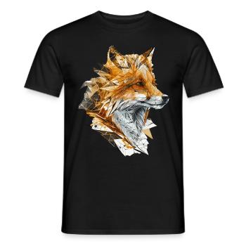 Géométrique Fox Head Abstract Polygonal Wild Animal - T-shirt homme - noir - Devant - AI Model Male 178 light (178cm)