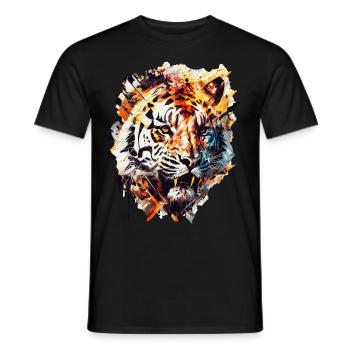 Polygonale abstrait géométrique Tiger Head - T-shirt homme - noir - Devant - AI Model Male 178 light (178cm)
