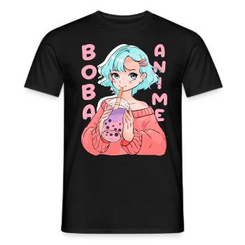 Kawaii Boba And Anime Girl Cute Bubble Tea - Men's T-Shirt - black - Front - AI Model Male 178 light (178cm)