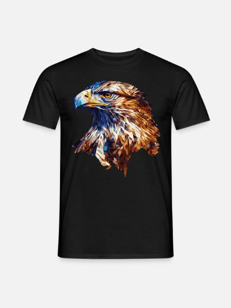 Géométrique Tête de Pygargue à tête blanche Polygonale abstraite - T-shirt homme - noir