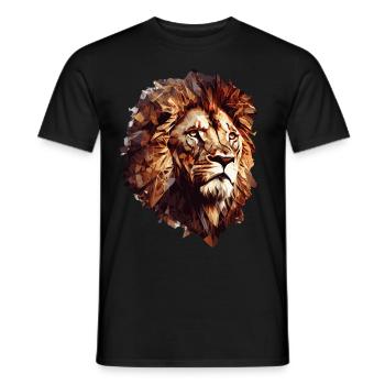 Geometric Lion Head Abstract Polygonal Wild Animal - Männer T-Shirt - Schwarz - Vorne - AI Model Male 178 light (178cm)