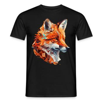 Geometric Fox Head Abstract Polygonal - Men's T-Shirt - black - Front - AI Model Male 178 light (178cm)