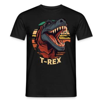 Retro Sunset T-Rex Tyrannosaurus Head Cool Dinosau - Men's T-Shirt - black - Front - AI Model Male 178 light (178cm)