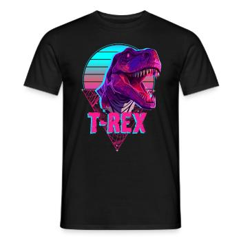 Vaporwave T-Rex Tyrannosaurus Dino Synthwave Aesth - Männer T-Shirt - Schwarz - Vorne - AI Model Male 178 light (178cm)