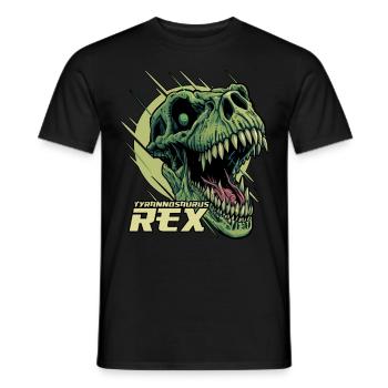 T-Rex Dinosaur Tyrannosaurus Rex Roaring Dino Head - Men's T-Shirt - black - Front - AI Model Male 178 light (178cm)