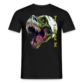 Tyrannosaurus Rex Zombie Dinosaur Head - Men's T-Shirt - black - Front - AI Model Male 178 light (178cm)