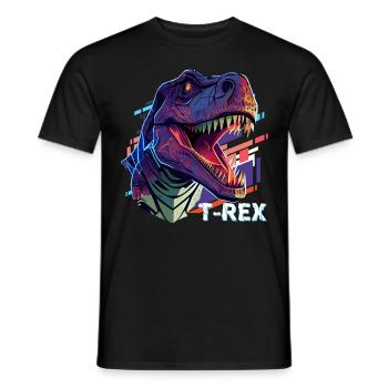 Colorful Roaring Tyrannosaurus Rex T-Rex Head Dino - Men's T-Shirt - black - Front - AI Model Male 178 light (178cm)
