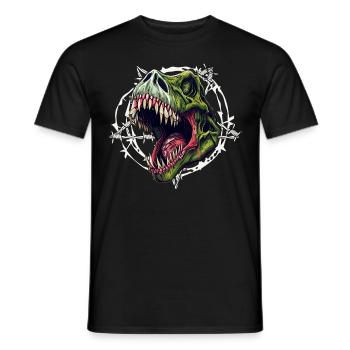 Zombie T-Rex Dinosaur Tyrannosaurus Head Gothic - Männer T-Shirt - Schwarz - Vorne - AI Model Male 178 light (178cm)