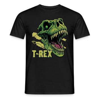 T-Rex Dinosaur Tyrannosaurus Rex Roaring Dino Head - Men's T-Shirt - black - Front - AI Model Male 178 light (178cm)