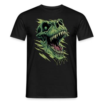 T-Rex Dinosaur Tyrannosaurus Rex Roaring Dino Head - Men's T-Shirt - black - Front - AI Model Male 178 light (178cm)