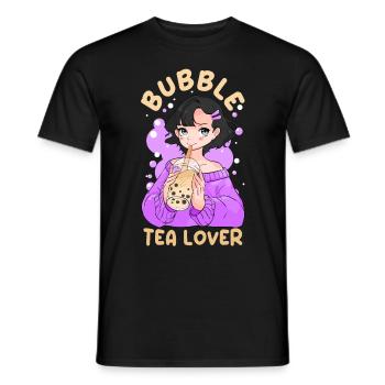 Bubble Tea Lover Cute Anime Girl Boba Milk - Men's T-Shirt - black - Front - AI Model Male 178 light (178cm)