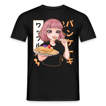 Cute Waffle Pancake Anime Girl Japanese Food - Männer T-Shirt - Schwarz - Vorne - AI Model Male 178 light (178cm)