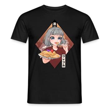 Anime Girl Japanese Food Waffle Pancake Lover - Men's T-Shirt - black - Front - AI Model Male 178 light (178cm)