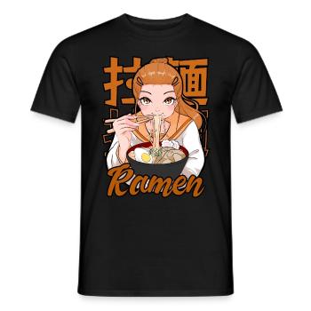 Kawaii Ramen Anime Girl Japanese Noodle Food - Männer T-Shirt - Schwarz - Vorne - AI Model Male 178 light (178cm)