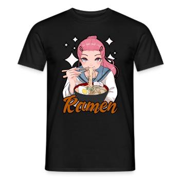 Ramen Noodle Anime Girl Japanese Food Otaku - Männer T-Shirt - Schwarz - Vorne - AI Model Male 178 light (178cm)
