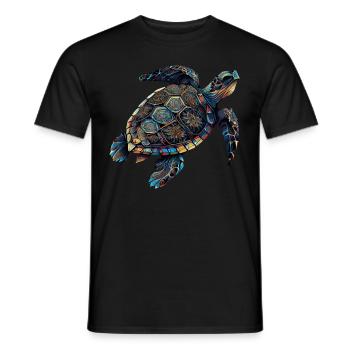 Geometric Turtle Colorful Abstract Rainbow - Men's T-Shirt - black - Front - AI Model Male 178 light (178cm)
