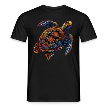 Geometric Turtle Colorful Abstract Rainbow - Men's T-Shirt - black - Front - AI Model Male 178 light (178cm)