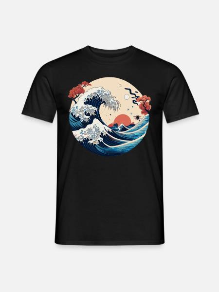 Great Wave Japanese Vaporwave Painting - Männer T-Shirt - Schwarz
