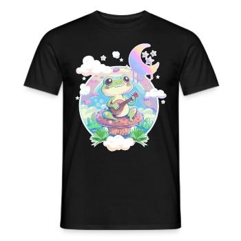 Cottagecore Grenouille Banjo Mignon Pastel Academia Aesthe - T-shirt homme - noir - Devant - AI Model Male 178 light (178cm)