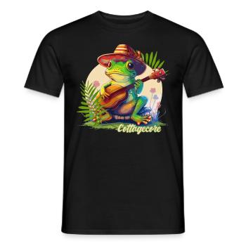 Cottagecore Aesthetic Countryside Banjoist Frog Go - Männer T-Shirt - Schwarz - Vorne - AI Model Male 178 light (178cm)