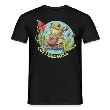 Cottagecore Esthétique Grenouille Banjo Papillon Fairyco - T-shirt homme - noir - Devant - AI Model Male 178 light (178cm)