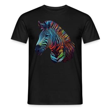 Geometric Zebra Colorful Psychedelic Abstract Rain - Men's T-Shirt - black - Front - AI Model Male 178 light (178cm)