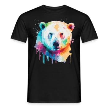 Watercolor Polar Bear Colorful Cute Bear Lover - Männer T-Shirt - Schwarz - Vorne - AI Model Male 178 light (178cm)