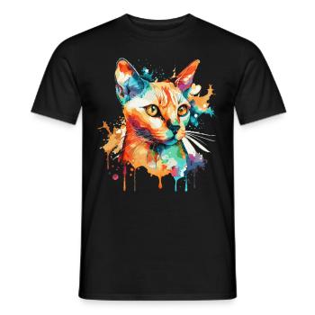 Watercolor Siamese Cat Colorful Siam Cats Lover - Männer T-Shirt - Schwarz - Vorne - AI Model Male 178 light (178cm)