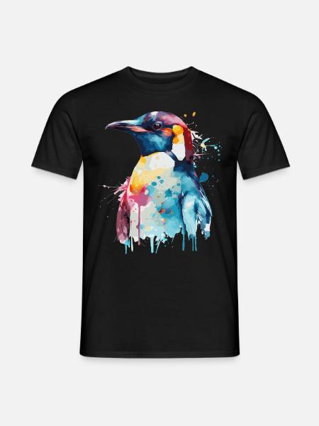 Watercolor Penguin Cute Colorful Penguins Lover - Männer T-Shirt - Schwarz