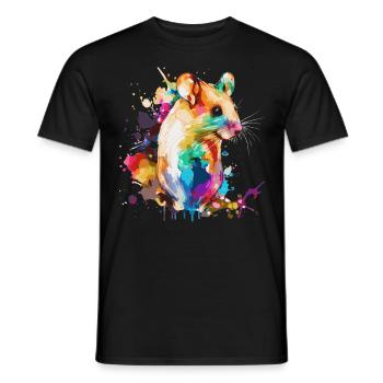 Watercolor Mouse Cute Colorful Pet Mouse Rodent Lo - Men's T-Shirt - black - Front - AI Model Male 178 light (178cm)
