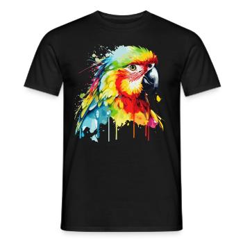 Watercolor Red Macaw Parrot Colorful Bird Lovers - Männer T-Shirt - Schwarz - Vorne - AI Model Male 178 light (178cm)