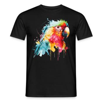 Watercolor Red Macaw Parrot Colorful Bird Lovers - Männer T-Shirt - Schwarz - Vorne - AI Model Male 178 light (178cm)